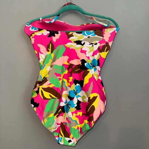 NEW Anna Cole Twist Front Shirred One Piece Swimsuit Cabana Party Size 12 - Picture 5 of 10